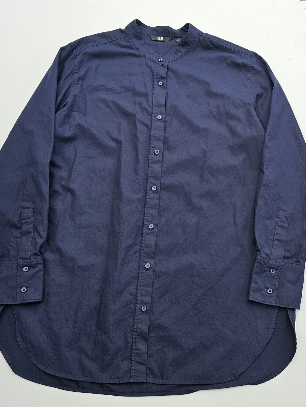 Uniqlo Women Cotton Stand Collar Button-Up Shirt
